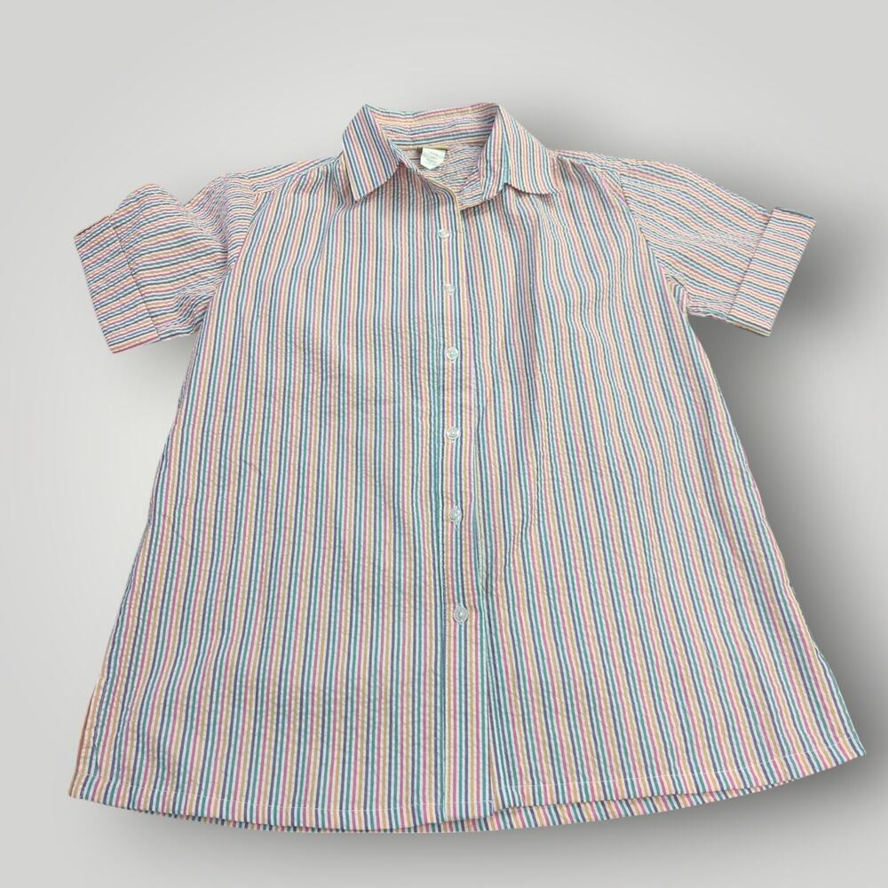 VTG Boca Bay Seersucker Vacation Shirt Women's S Multicolor Striped Button Up - Picture 7 of 15